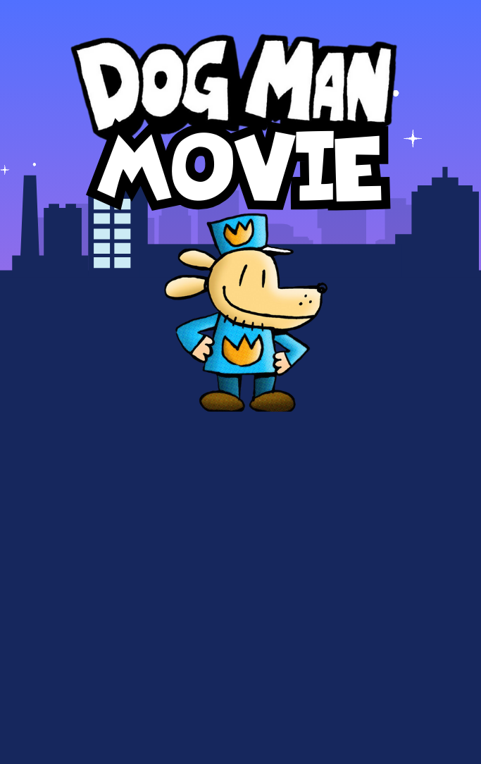 A picture of Dog Man standing proudly. 