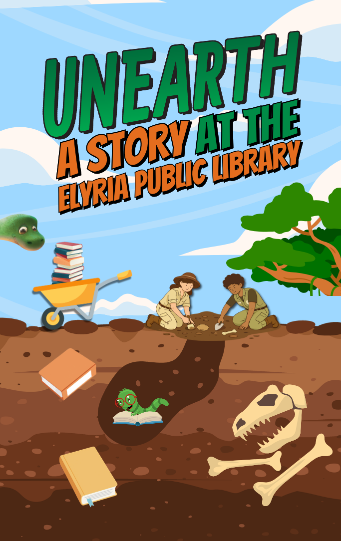 a cartoon depiction of archeologists digging and finding books.