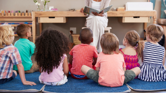 Children listening to story time.